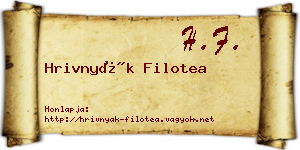Hrivnyák Filotea névjegykártya
